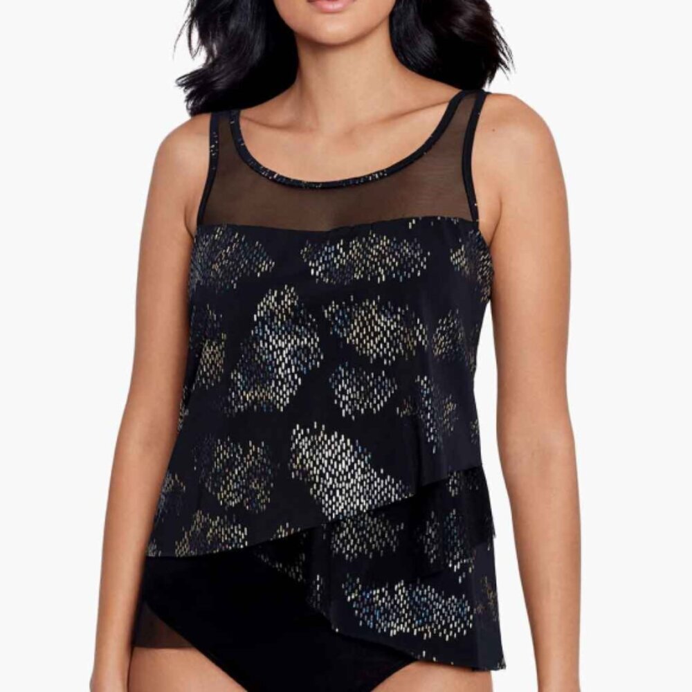 Miraclesuit 'Iridium Mirage' Underwire Tankini Swimsuit Top, Black Multi